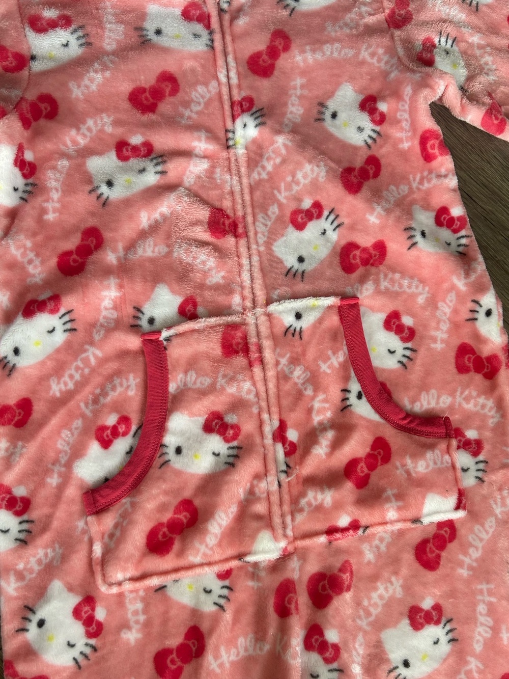 Hello Kitty Pink Hooded Onesie Pajama Set - Picture 2 of 3